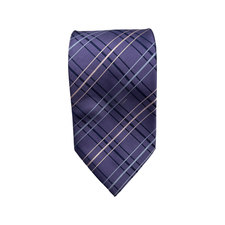 Cravate en Soie Violet-Rayures Bleu