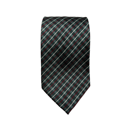 Cravate Pure Soie Vert - Rayures Blanc Rouge