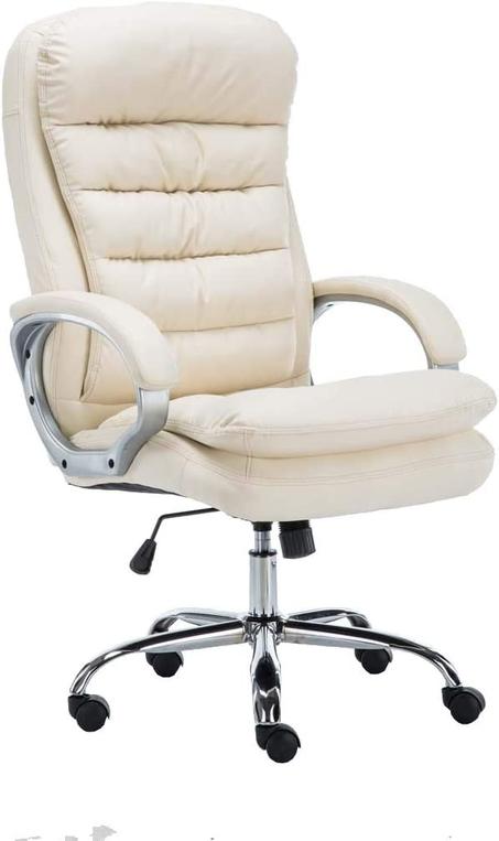 Fauteuil de Bureau Réglable en Hauteur XXL Vancouver Similicuir I Chaise de Bureau à Roulette Rembourrée Confortable avec Accoudoirs I Coul, Couleur:crème