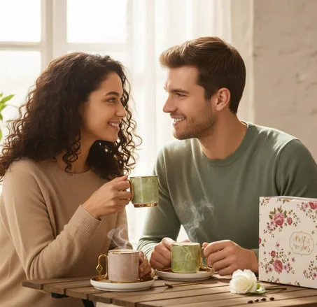 couple tasse et sous-tasse céramique