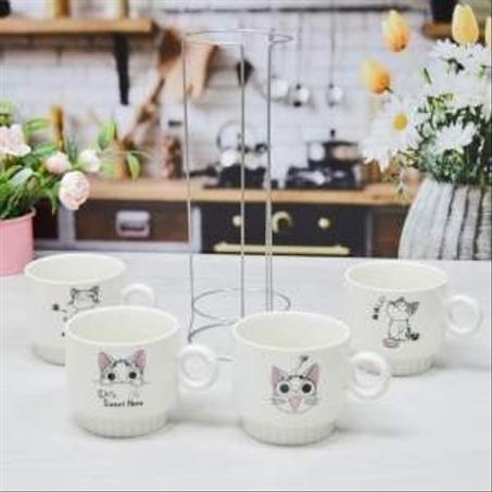 4 tasses café au lait+ support