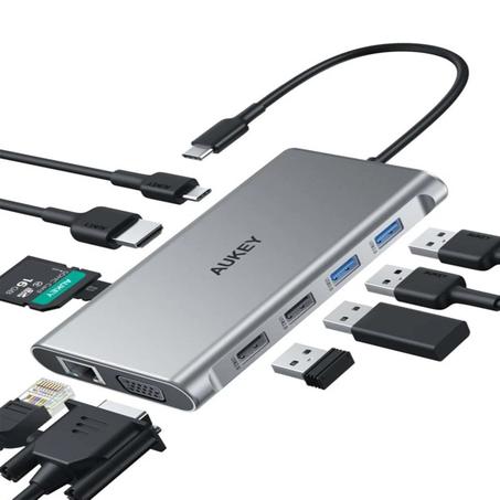 AUKEY Hub USB C 10 en 1 avec HDMI 4K et VGA