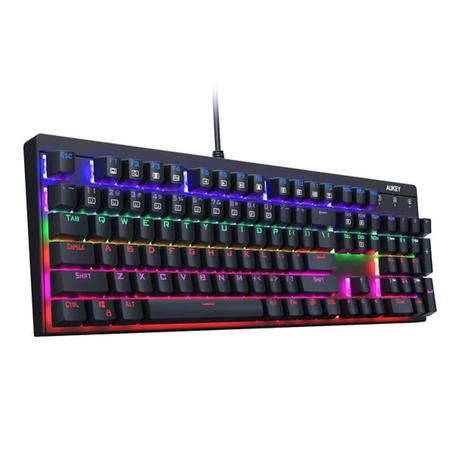 AUKEY clavier mécanique 6 couleurs LED clavier de jeu rétro-éclairé interrupteur bleu résistant à l'eau KM-G6