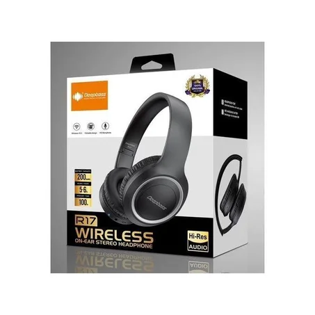 Deepbass R17 ecouteurs Casque Bluetooth V5 + sans fil TSuppor TF Card-FM-Audio input Noir