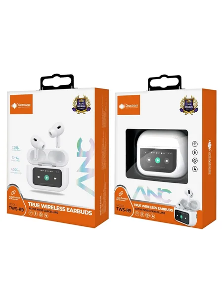 Écouteurs Sans Fil DeepBass TWS-R9 ANC+ENC avec Écran LED