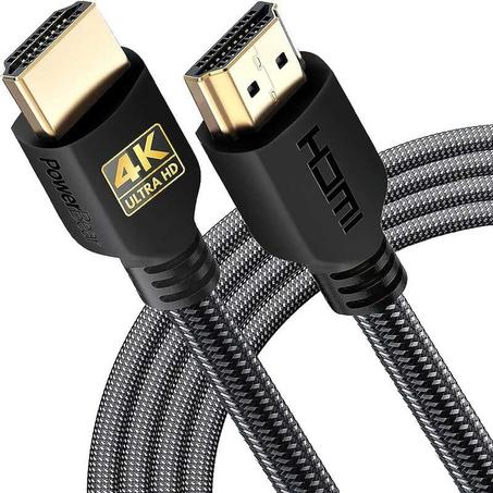 Câble HDMI PowerBear 4K 3 m | Connecteurs haute vitesse en nylon tressé et doré, 4K à 60 Hz, Ultra HD, 2K, 1080P, certifié Arc et CL3 | pour ordinateur portable, moniteur, PS5, PS4, Xbox One,