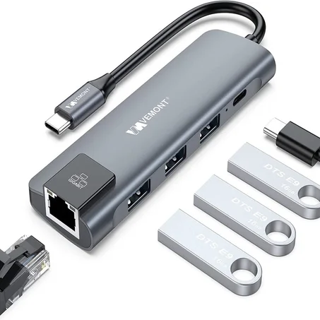 Hub USB C VEMONT, hub USB-C 5 en 1