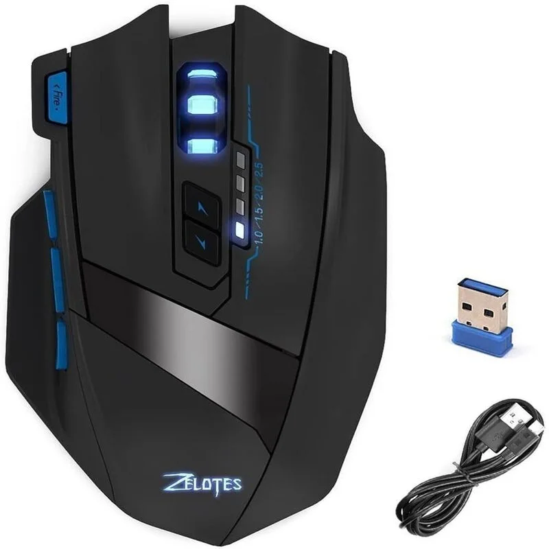 Souris Verticale Sans Fil Zelotes Rechargeable - 3 DPI Réglables, 6 Boutons, 2.4 GHz, Ergonomique Pour PC/Mac