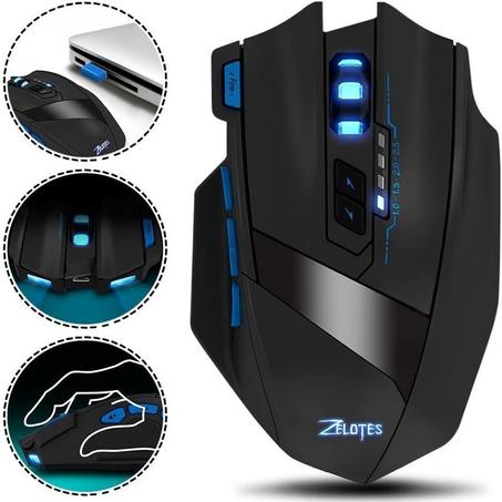 Zelotes F15 Souris Gamer sans Fil 2.4G avec récepteur USB