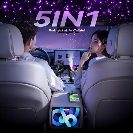 chargeur fast 5 en 1 شاحن سريع ،معطر ،اضاءة ليلية مبهرة