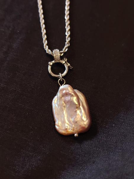 Collier en acier inoxydable rhodié or. Fait main