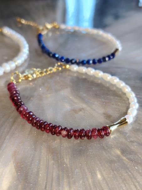 Bracelets fins en pierres naturelles semi-précieuses