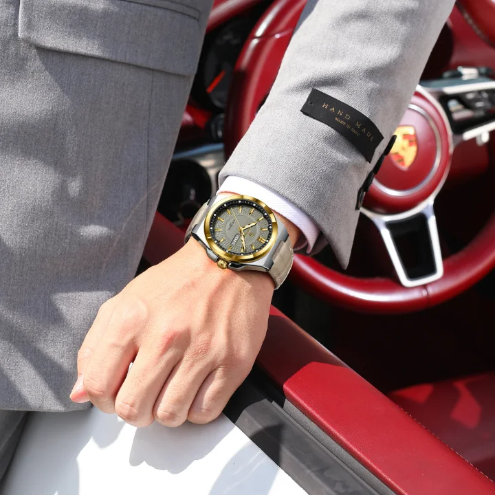 Montre pour homme Poedagar 896, sport de luxe, quartz lumineux, bracelet en cuir, étanche [Montre Élégante - [Livraison Standard 10-15 jours]