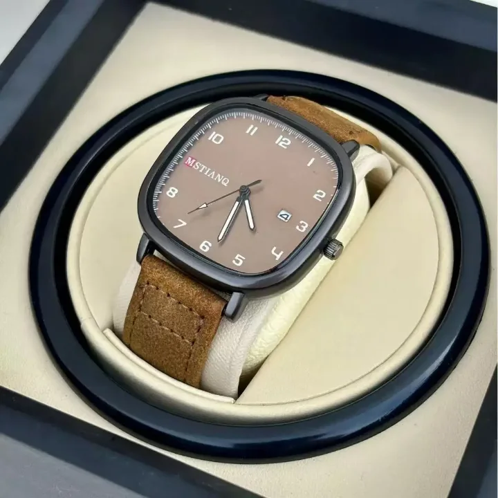 Montre pour homme MSTIANQ, élégante, de luxe, étanche, lumineuse, sportive, avec date, boîtier en alliage, cadran en verre, bracelet en cuir, quartz