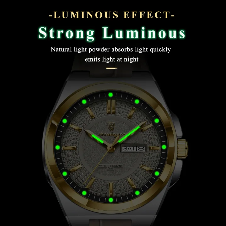 Montre pour homme Poedagar 896, sport de luxe, quartz lumineux, bracelet en cuir, étanche [Montre Élégante - [Livraison Standard 10-15 jours]