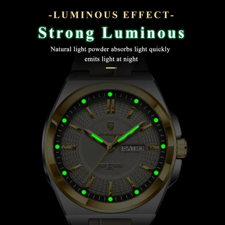 Montre pour homme Poedagar 896, sport de luxe, quartz lumineux, bracelet en cuir, étanche [Montre Élégante - [Livraison Standard 10-15 jours]