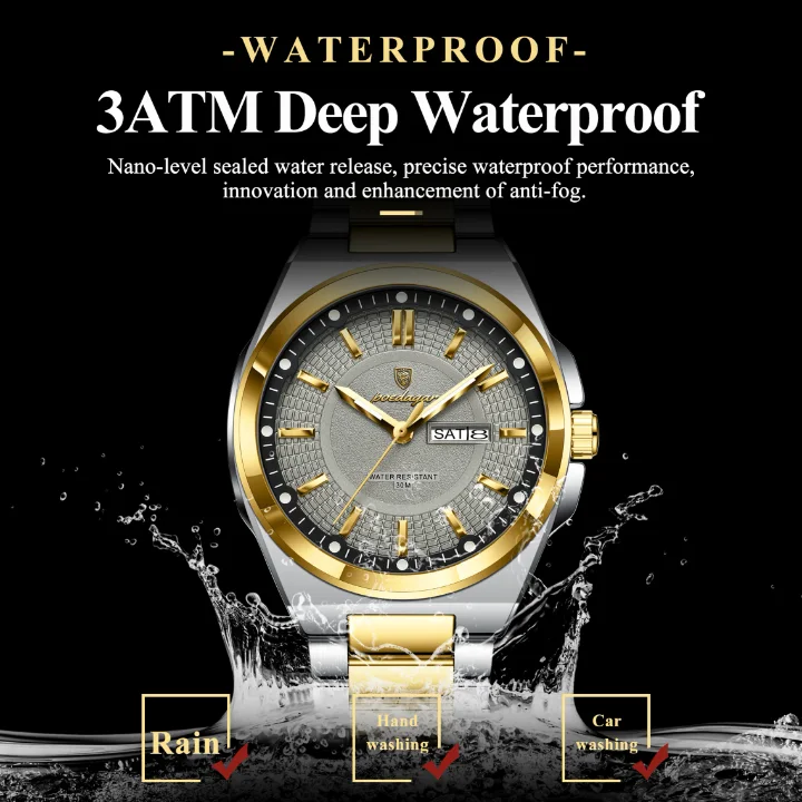 Poedagar Montre à Quartz de Luxe Originale pour Hommes Étanche Lumineuse avec Bracelet en Acier  - [Livraison Standard 10-15 jours]