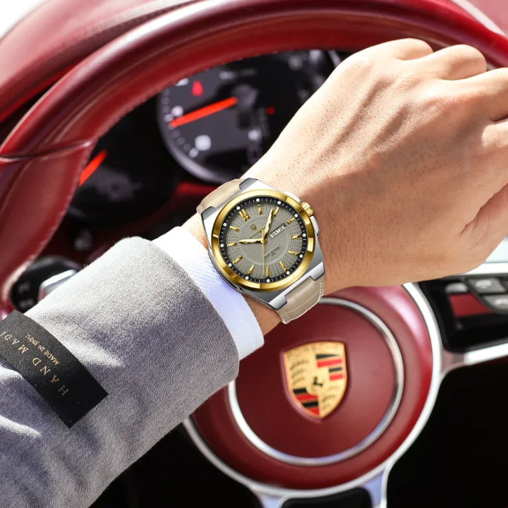 Montre pour homme Poedagar 896, sport de luxe, quartz lumineux, bracelet en cuir, étanche [Montre Élégante - [Livraison Standard 10-15 jours]