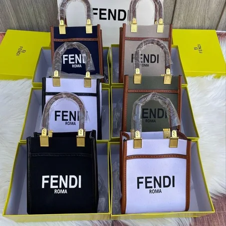 Mini sac Fendi en toile et cuir