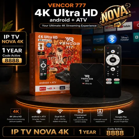 TV Box Android VENCOR 777 4K Ultra HD + IPTV NOVA 4K 1 Ans – Streaming Premium