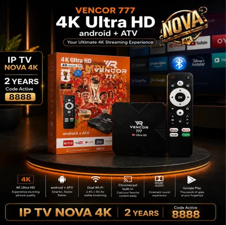 TV Box Android VENCOR 777 4K Ultra HD + IPTV NOVA 4K 2 Ans – Streaming Premium