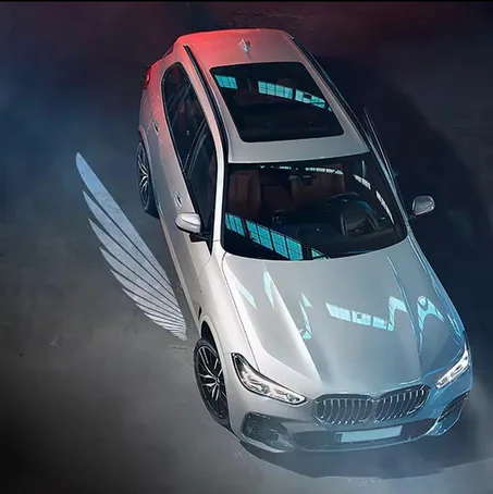 إضاءة السيارة على شكل أجنحة الملاك اللاسلكية