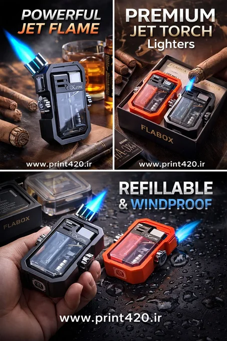 ولاعة كهربائية شفافة مقاومة للماء والرياح مع جيرسكوب من فلابوكس