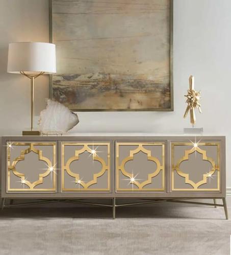 ديكور هندسي الشكل راقي و رفيع الجودة باللون الذهبي 4pc