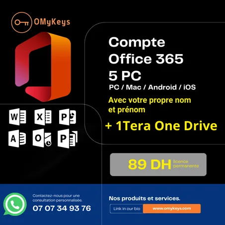 Compte Office 365 5 POSTES