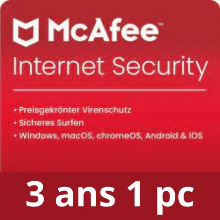 McAfee – Internet Security 3 ans 1 poste clé 100% authentique