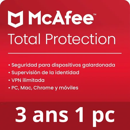 McAfee – Total Protection 3 ans 1 poste clé 100% authentique