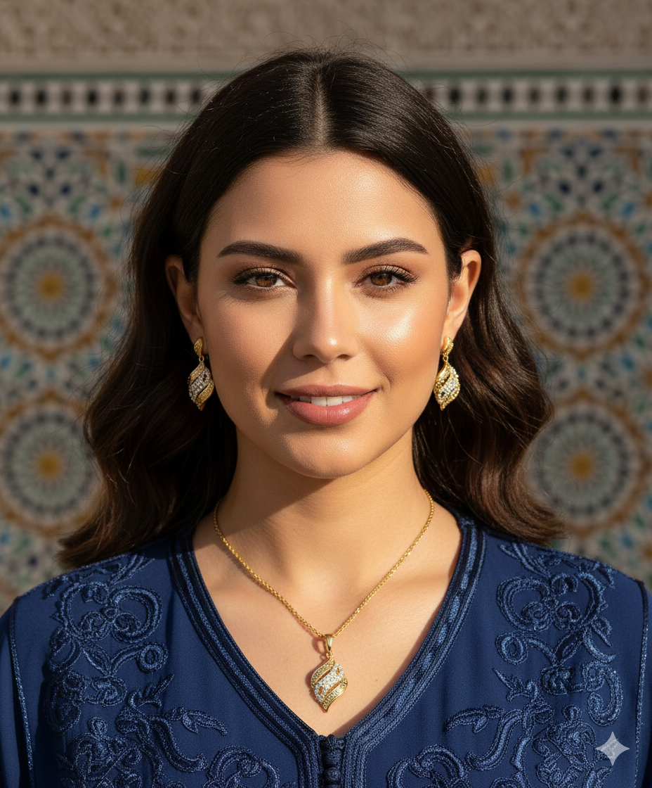 Set de Bijoux Feuille Ornée de Cristaux