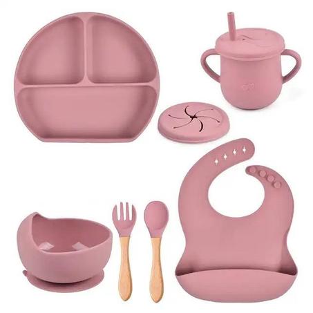 طقم وجبات سيليكون للأطفال - مجموعة من 6 قطع