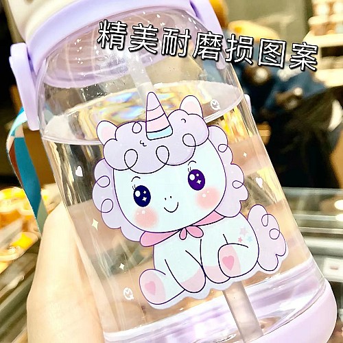 🦏🥤 أكواب أطفال لشرب الماء على شكل قرن الوعل من الكرتون المبتكر لتغذية الأطفال مع شفاطات