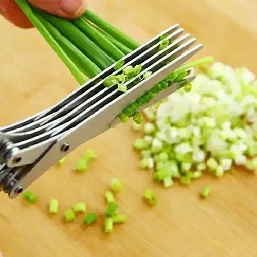 مقص متعدد الطبقات للمطبخ، مقص بصل وخضار من الستانلس ستيل🥦🔪