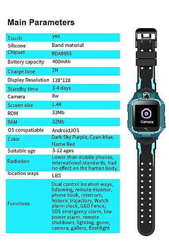 ساعة ذكية للأطفال Q19 مع تقنية تحديد المواقع LBS ومقاومة للماء ⌚🧒