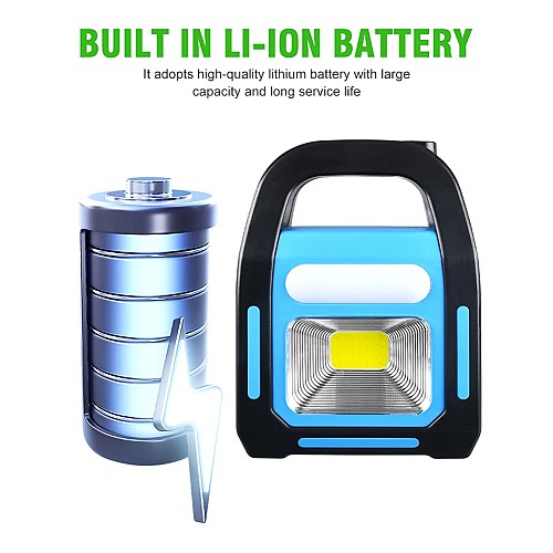 مصباح يدوي بمصباح COB LED يعمل بالطاقة الشمسية، متعدد الوظائف ومقاوم للماء 🌞💡🔦
