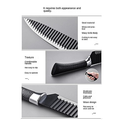طقم سكاكين مطبخ 6 قطع من الفولاذ المقاوم للصدأ مع مقص ومقشرة حادة 🔪✨