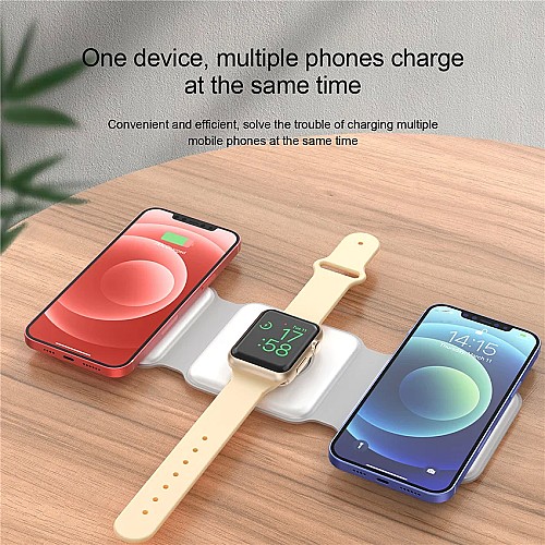 قاعدة شحن لاسلكية مغناطيسية 3 في 1 بقوة 15 واط لهواتف iPhone 14 و 13 و 12 📱🔌