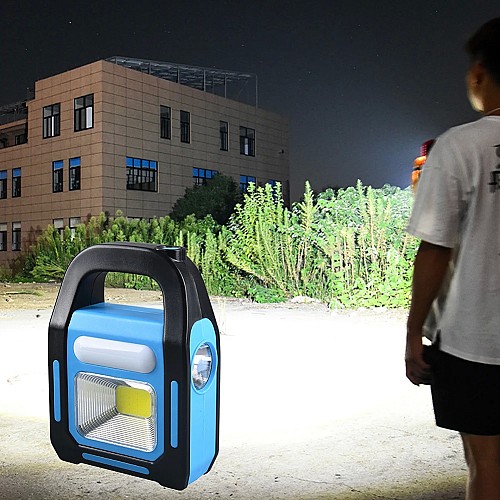 مصباح يدوي بمصباح COB LED يعمل بالطاقة الشمسية، متعدد الوظائف ومقاوم للماء 🌞💡🔦