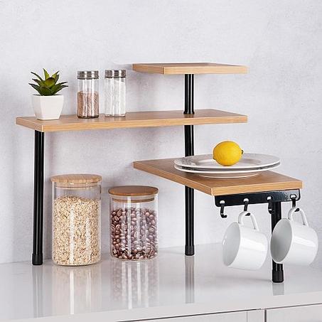 Etagère d'angle - MDF - Acier - Noir - HxLxP(40x45x17)