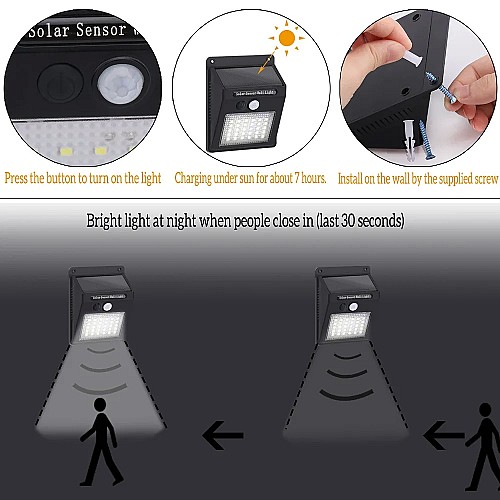 أضواء شمسية مدعومة بتقنية LED للأمان مع مستشعر الحركة للاستخدام الخارجي 🌞💡🏡