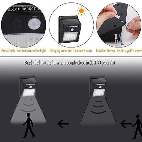 أضواء شمسية مدعومة بتقنية LED للأمان مع مستشعر الحركة للاستخدام الخارجي 🌞💡🏡