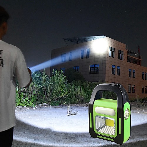 مصباح يدوي بمصباح COB LED يعمل بالطاقة الشمسية، متعدد الوظائف ومقاوم للماء 🌞💡🔦