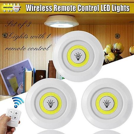 مجموعة من 3 أضواء LED لاسلكية مع جهاز تحكم عن بعد 🌟🔦