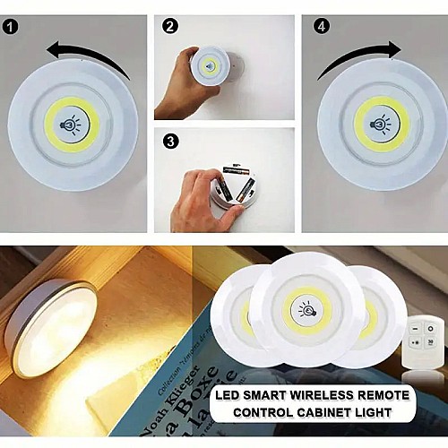 مجموعة من 3 أضواء LED لاسلكية مع جهاز تحكم عن بعد 🌟🔦