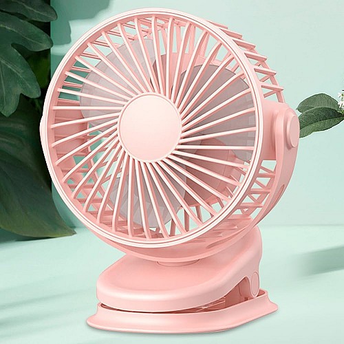 مروحة مكتب صغيرة قابلة للشحن عبر USB - وردي 🌸💻