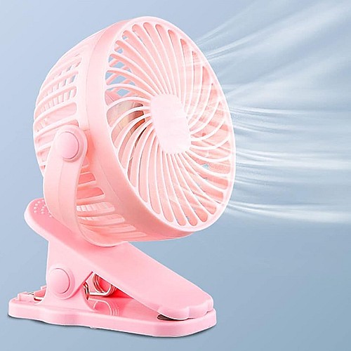 مروحة مكتب صغيرة قابلة للشحن عبر USB - وردي 🌸💻