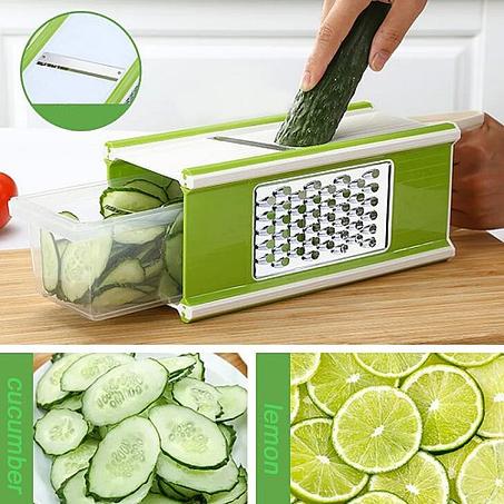 طقم أواني طهي متعددة الوظائف مع علبة حاوية قطاعة خضروات ومطحنة وتقطيع 🍳🔪