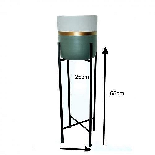 Stylish Flower Pot Stand 🌼 - Steel - Black - H/D(50x25)cm